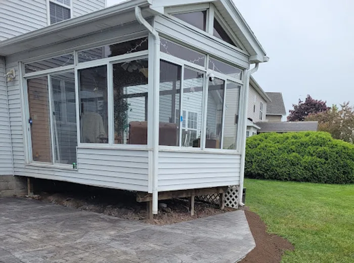 Stamped concrete border walkway