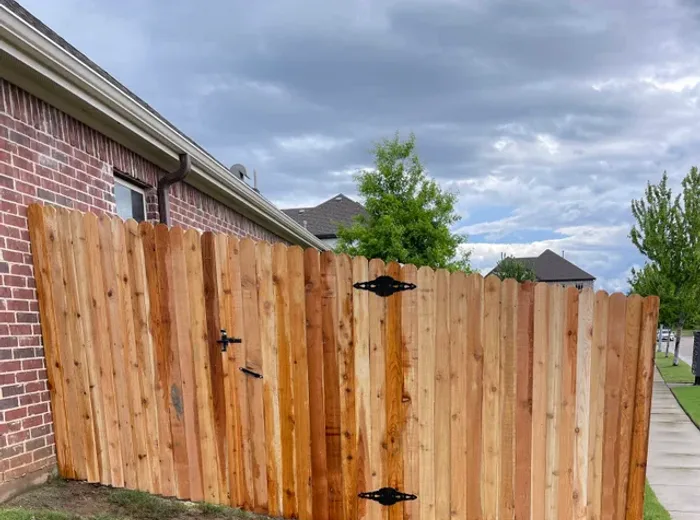 New cedar privacy fence line