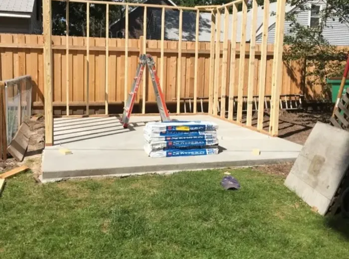 New addition walls framed on a concrete slab in DFW