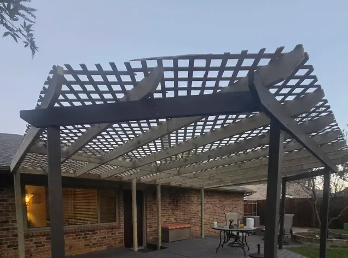 Pergola built over a backyard patio in the DFW area